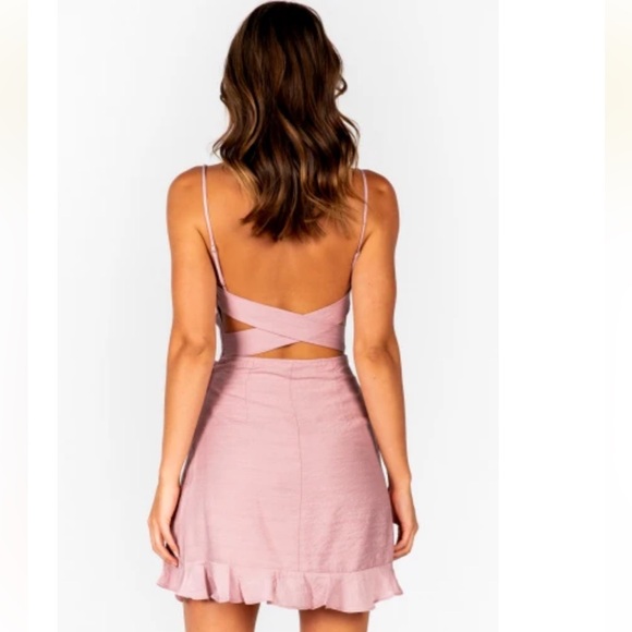 Selfie Leslie Angela Dress Pink wrap tie front - Picture 4 of 11